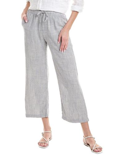 Splendid Angie Crop Wide Leg Linen-blend Pant - Gray