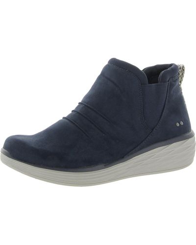 Ryka Niah Faux Suede Pull On Ankle Boots - Blue