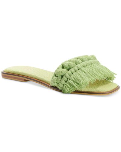 Silvia Cobos Candy Fringe Flat Fringe Slide Sandals - Green