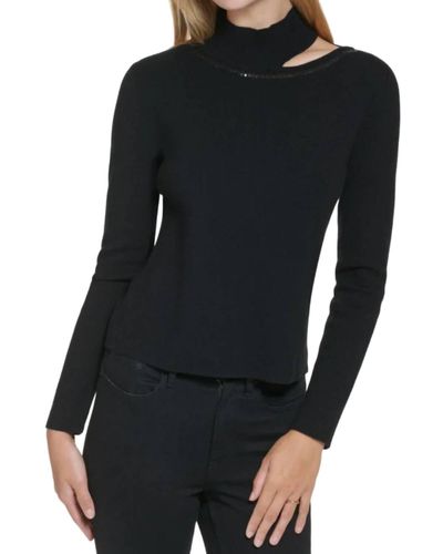 Armani Sequin Trim Cutout Sweater - Black