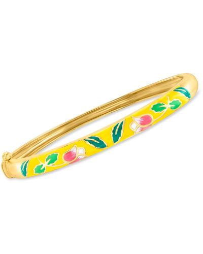 Ross-Simons Yellow And Multicolored Enamel Floral Bangle Bracelet
