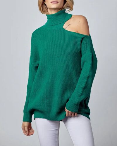 ..,merci Shoulder-baring Turtleneck Sweater - Green