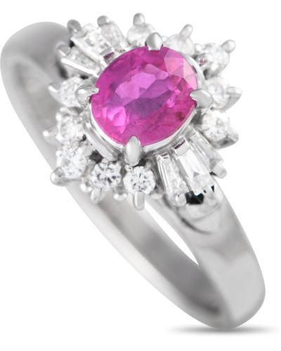 Non-Branded Lb Exclusive Platinum 0.24ct Diamond And Ruby Ring Mf27-041924 - Gray
