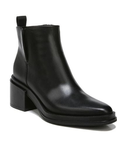 Franco Sarto Dalden Leather Square Toe Ankle Boots - Black