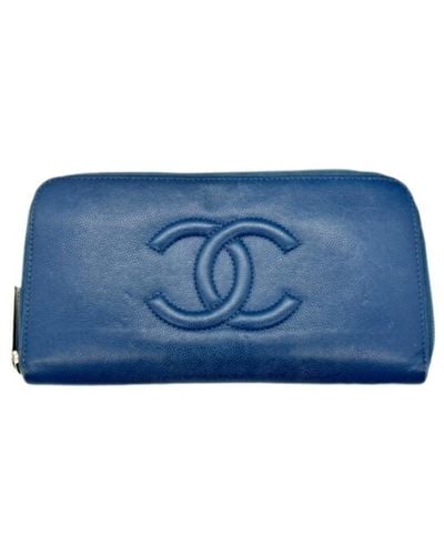 Chanel Long Portefeuille Zippé Leather Wallet (pre-owned) - Blue