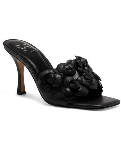 INC Weslyn Faux Leather Slip-on Slide Sandals - Black
