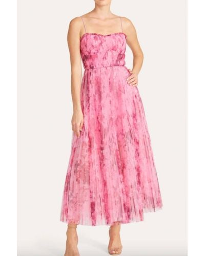 Monique Lhuillier Sleeveless Tulle Long Dress - Pink