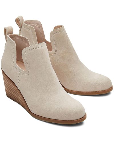 TOMS Kallie Suede Cut Out Wedge Boots - Natural