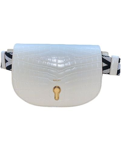 Bally Clayn 6230932 White Leather Belt Bag - Blue
