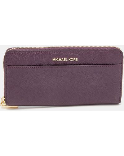 Michael Kors Plum Leather Mercer Zip Around Wallet - Purple