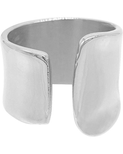 Adornia Plated Tall Open Band Ring - Gray