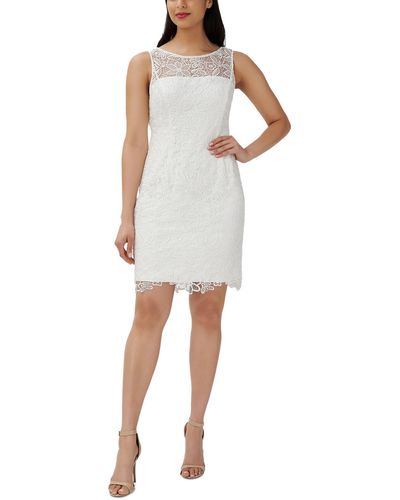Adrianna Papell Lace Knee Length Sheath Dress - White