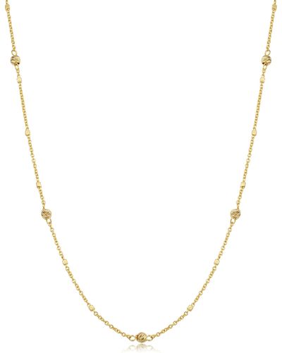Fremada 14k Yellow Cube And Bead Station Necklace (18 Inch) - Metallic