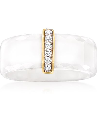 Ross-Simons Ceramic And Diamond Ring With 14kt Yellow Gold - White