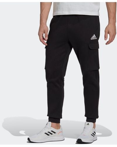 adidas Essentials Fleece Regular Tapered Cargo Pants - Black