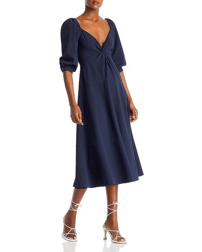 Cinq À Sept Kristine Knot-front Polyester Midi Dress - Blue