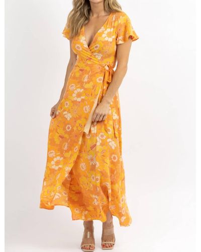 Sugarlips Honey Rust Wrap Maxi Dress In Yellow - Orange