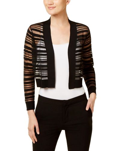 Calvin Klein Sheer Striped Shrug Cardigan Sweater - Black