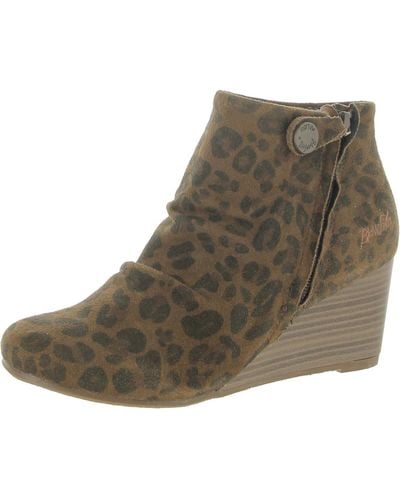 Blowfish Faux Suede Ankle Wedge Boots - Brown