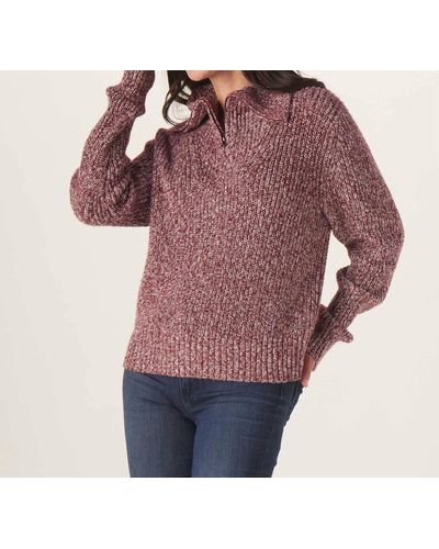 The Normal Brand Dani Quarter Zip Sweater - Red