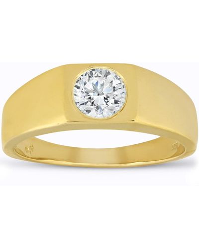 Pompeii3 1 Ct Round Solitaire Diamond Wedding Ring - Metallic