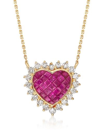 Ross-Simons Ruby And . Diamond Heart Necklace - Pink