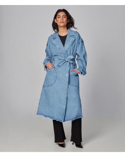 Lola Jeans Avery-pb Denim Trench Coat - Blue