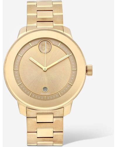 Movado Bold Verso Stainless Steel Yellow Gold Toned Quartz Watch - Metallic