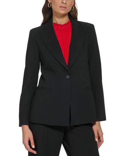 DKNY Petites Notch Collar Suit Separate One-button Blazer - Black
