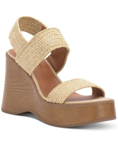 Lucky Brand Delukah Ankle Strap Slingback Wedge Sandals - Natural