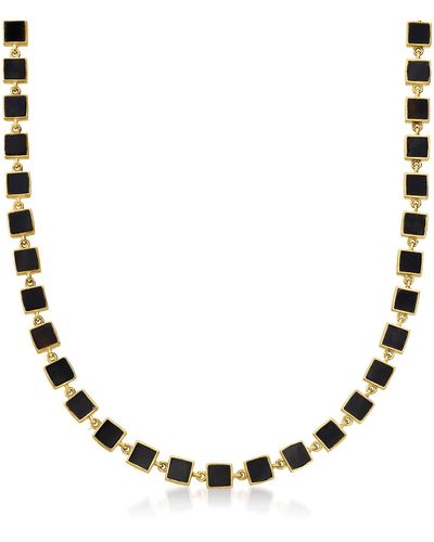 Ross-Simons Black Onyx Station Necklace - Brown
