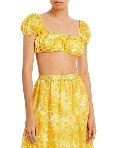 Faithfull The Brand Floral Square-neck Cropped - Yellow