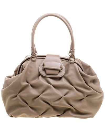 Smythson Symthson Leather Nancy Top Handle Bag - Natural