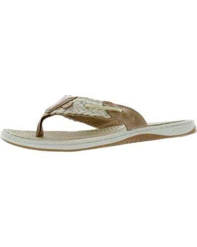 Sperry Top-Sider Parrotfish Leather Braided Thong Sandals - Green