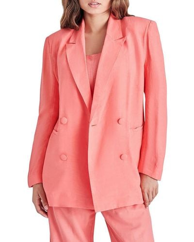 Steve Madden Baldwin Linen Blend Suit Separate Double-breasted Blazer - Pink