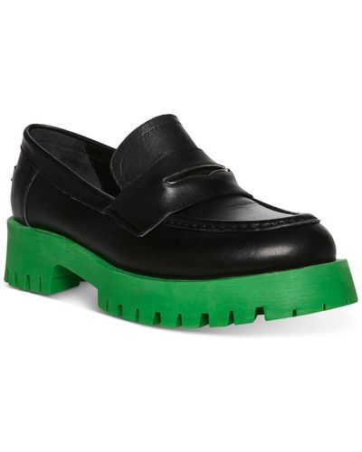 Steve Madden Lawrence Leather Chunky Loafers - Green