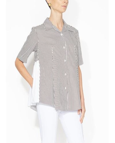 Adam Lippes Short Sleeve Side Gathered Top - Gray
