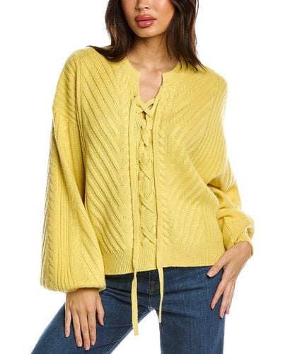 Tahari Balloon Sleeve Wool-blend Sweater - Yellow