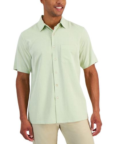 Club Room Textured Silk Button-down Shirt - Green