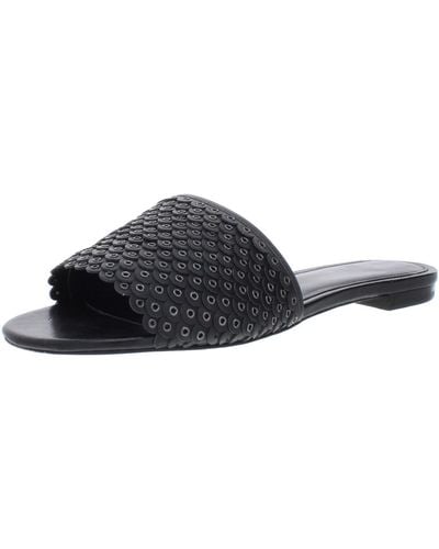 MICHAEL Michael Kors Jessie Leather Slide Flat Sandals - Black