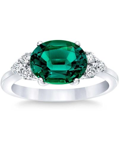 Pompeii3 3 1/4ct Oval Emerald & Lab Grown Diamond Ring - Green