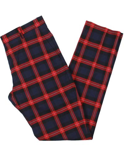 Tommy Hilfiger Tate Plaid Polyester Dress Pants - Red