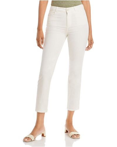 PAIGE Cindy Corduroy High Rise Cropped Pants - White
