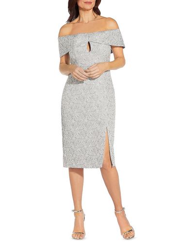 Aidan Mattox Off-the-shoulder Knee-length Cocktail And Party Dress - White
