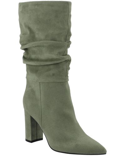 Marc Fisher Galley Faux Suede Slouchy Mid-calf Boots - Green