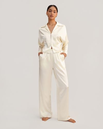 LILYSILK Jasmine Silk Pullover Pajama Set - Natural