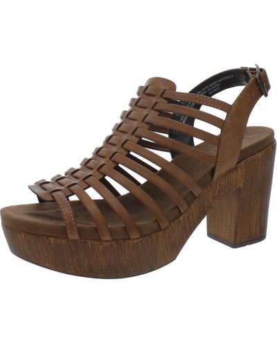 White Mountain Astonish Faux Leather Caged Gladiator Sandals - Brown