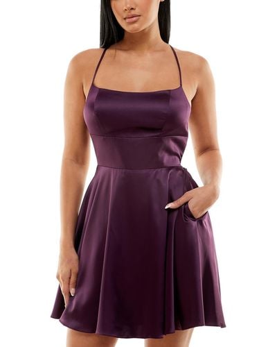 B Darlin Juniors Lace-up Mini Fit & Flare Dress - Purple