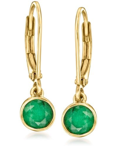 Ross-Simons Bezel-set Emerald Drop Earrings - Green