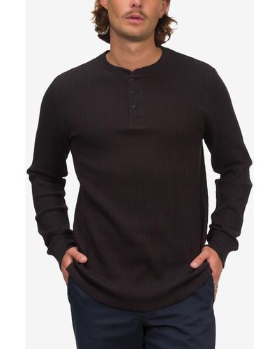 Junk Food Knit Long Sleeve Henley Shirt - Black